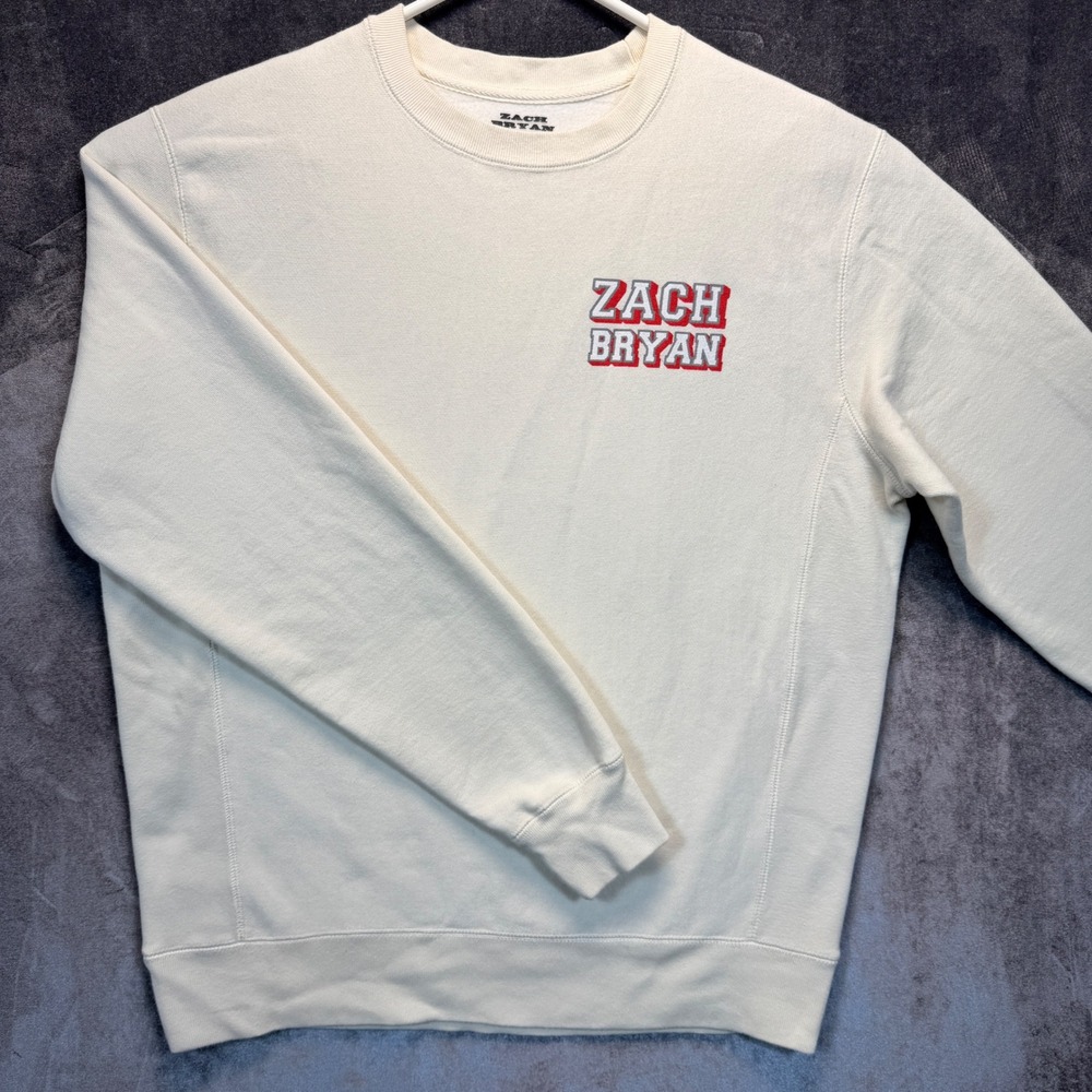 Zach Bryan Sweatshirt Mens Cream Regular Medium American Heartbreak Tour Merch